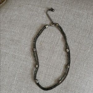 Vintage Silver and Gunmetal Beaded Double-Strand Necklace